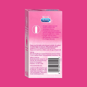 Durex Extra Thin Bubblegum Flavoured - 12 Condoms, (1 Pack of 12s)