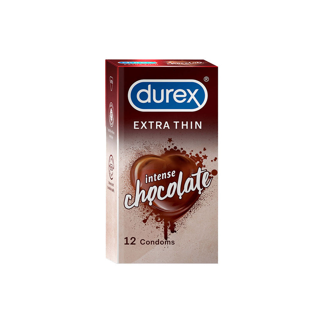 Durex Extra Thin Intense Chocolate Flavoured - 12 Condoms, (1 Pack of 12s)